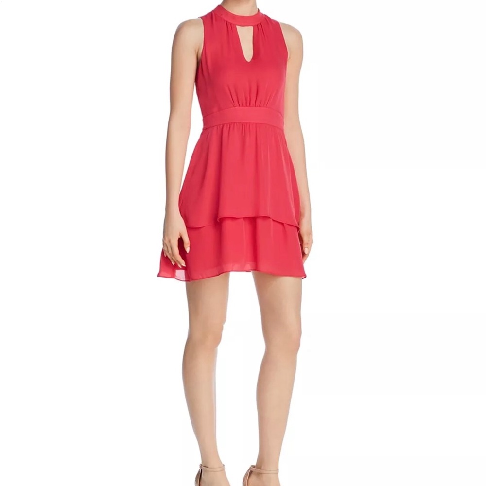 Parker Cassie Prism Pink keyhole Silk Dress Size 8